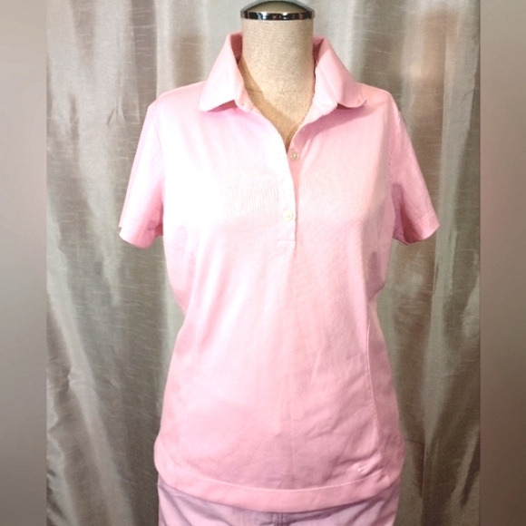Nike Tops - Nike Golf Polo Shirt, Women, Pink, Collar,V1/4 Button, Stretch, Logo, M 8-10